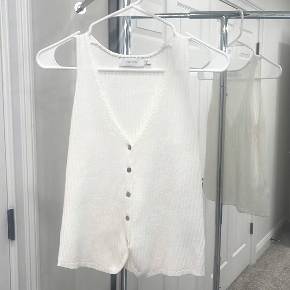 Anthropologie Greylin, ribbed relaxed vest/tank. Size: XS. Color: white.